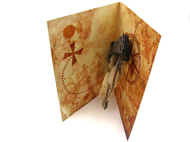 Pirate Ship & Treasure Map Pop Up Card