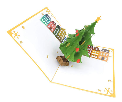 Christmas Tree in Town Square Pop Up Card