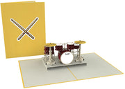 The closed Drum Kit pop up card is 6" wide by 7.5" tall