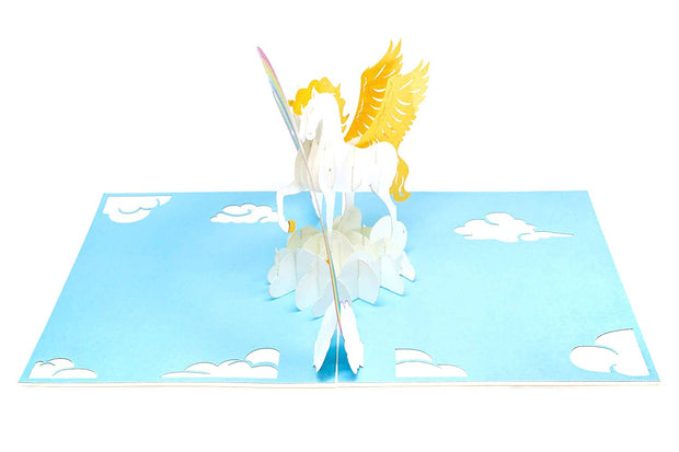 PopLife Pop-up card features mythical unicorn and colorful rainbow