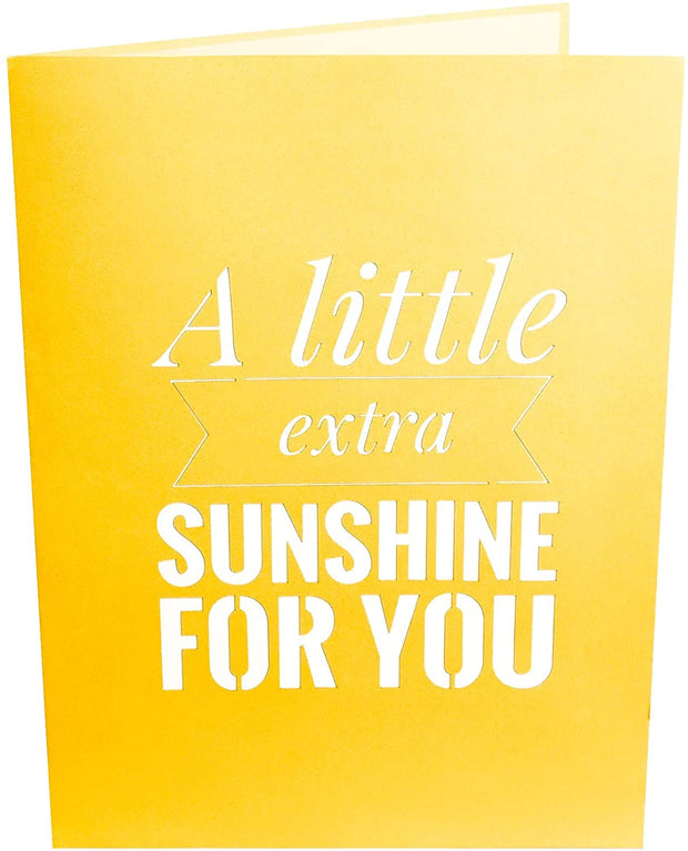 Front cover of card with yellow color features "A little extra sunshine for you" message