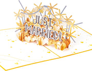 Just Married Congratulations Pop Up Card