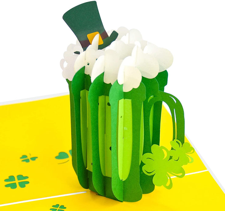 Green St. Patrick's Day Beer Pop Up Card