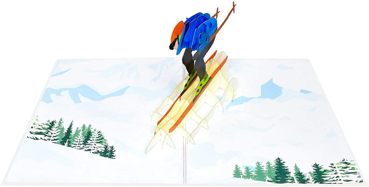 Mountain Skier Pop Up Card