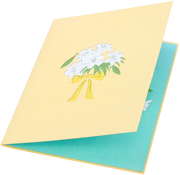 White Lily Bouquet Pop Up Card