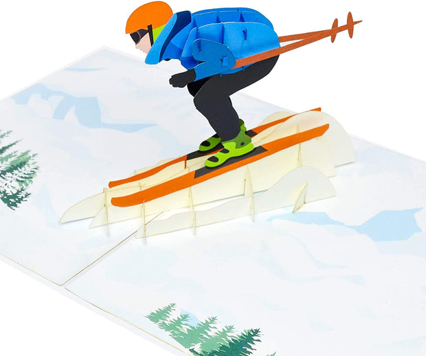 Mountain Skier Pop Up Card