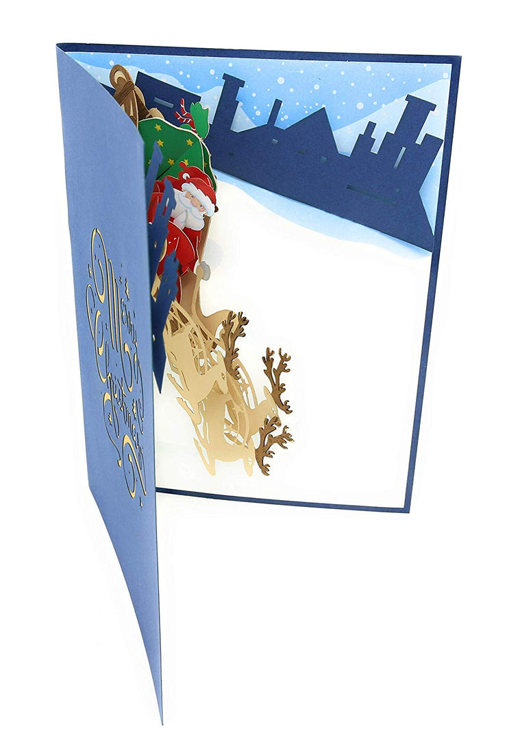 Santa's Sleigh and Reindeer Pop Up Card