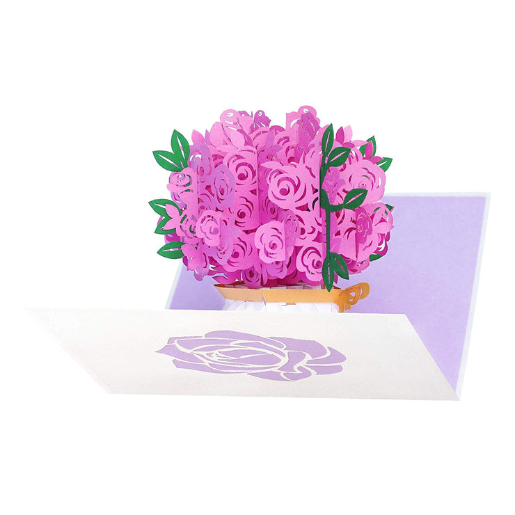 PopLife Pink Rose Bouquet - Intricate Laser Cut 3D Cards