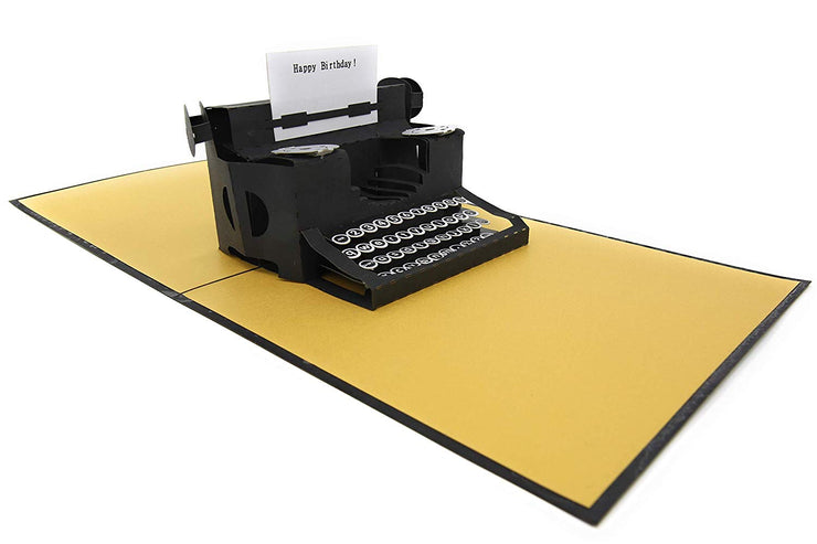 Typewriter "Happy Birthday!" Message Pop Up Card