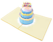 Happy Birthday Colorful Cake Pop Up Card