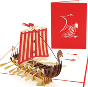 Warrior Viking Ship Pop Up Card