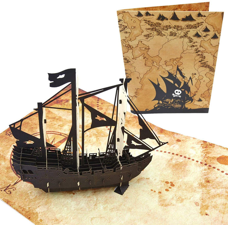 Pirate Ship & Treasure Map Pop Up Card