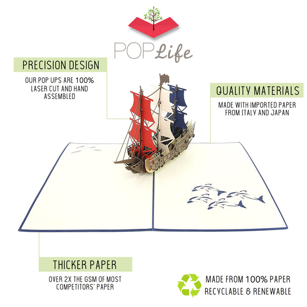Man O' War Ship Pop Up Card