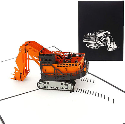 Digger Excavator Machine Pop Up Card