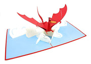 PopLife Pop-Up card features mythical dragon flying above the clouds