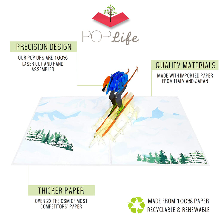 Mountain Skier Pop Up Card