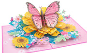 Beautiful Day Butterfly and Colorful Flowers Pop Up Card