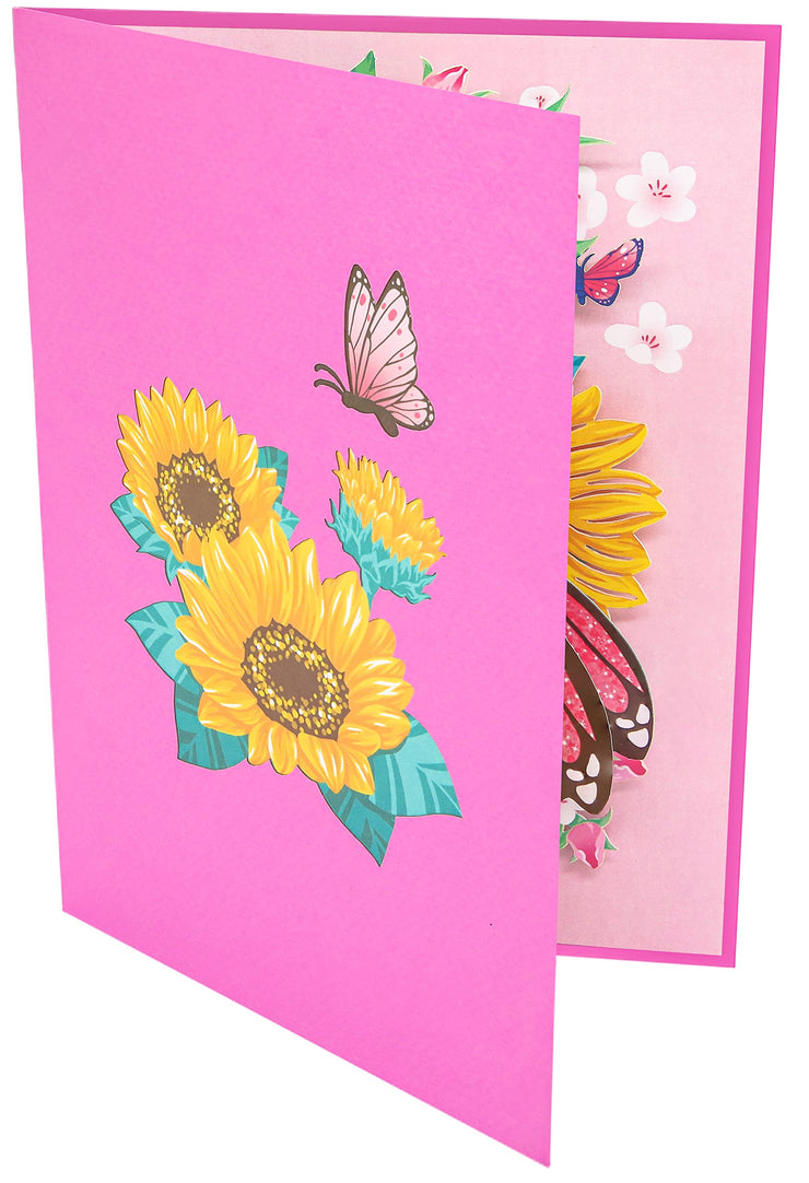 Beautiful Day Butterfly and Colorful Flowers Pop Up Card