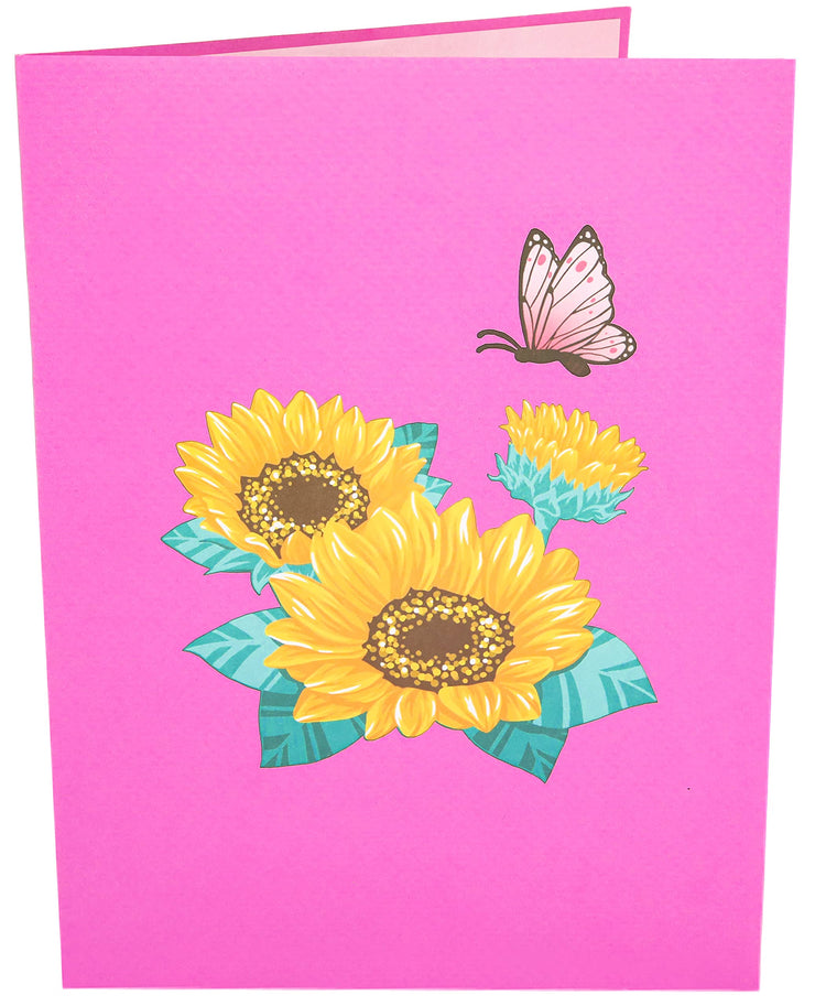 Beautiful Day Butterfly and Colorful Flowers Pop Up Card