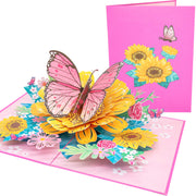 Beautiful Day Butterfly and Colorful Flowers Pop Up Card