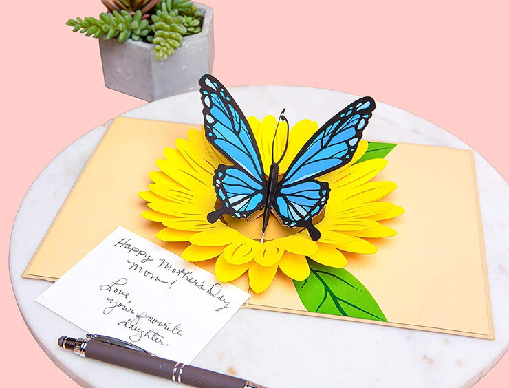 Blue Butterfly and Sunflower Pop Up Card