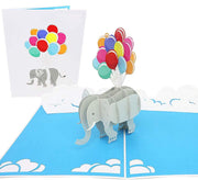 Flying Elephant and Balloons Pop Up Card