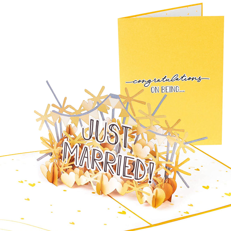 Just Married Congratulations Pop Up Card