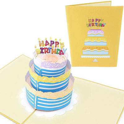 Happy Birthday Colorful Cake Pop Up Card