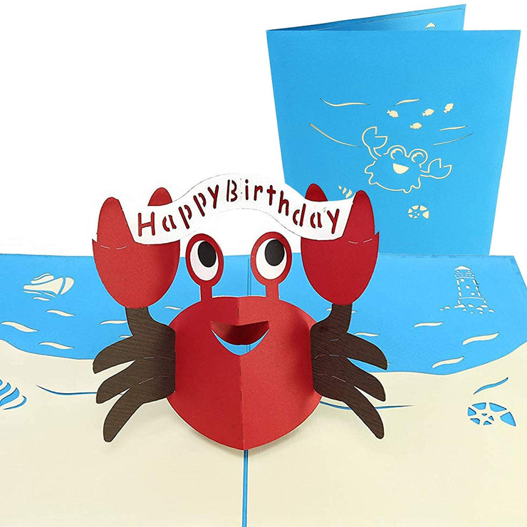 Happy Red Crab Pop Up Card
