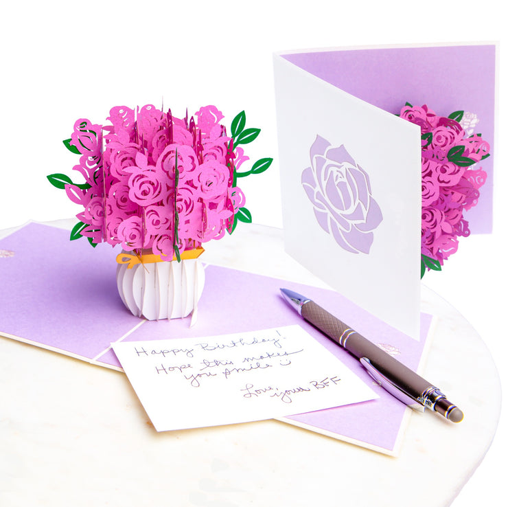 Pink Roses Pop Up Card