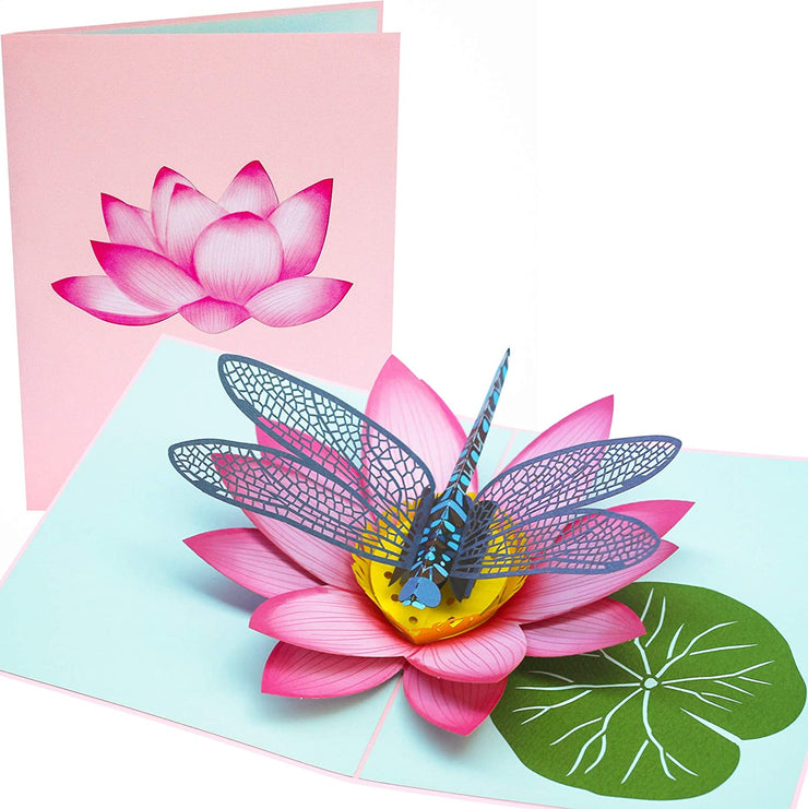 Blue Dragonfly and Lotus Pop Up Card