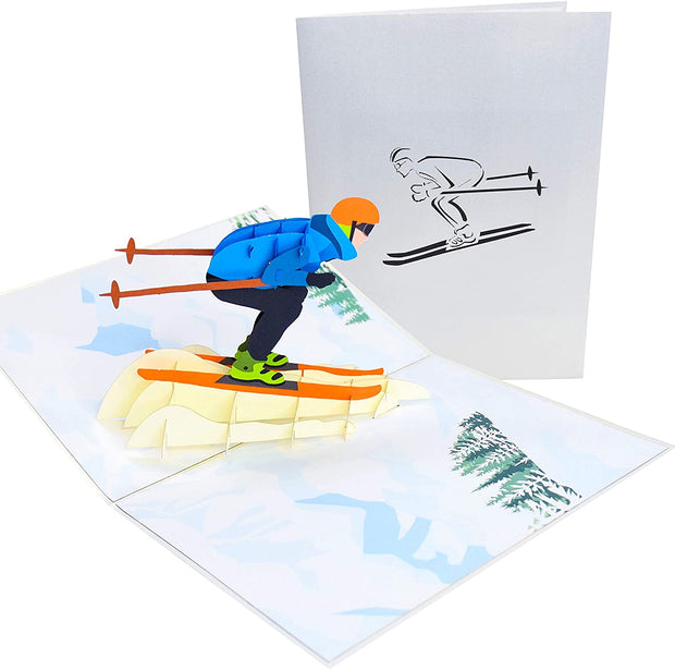 Mountain Skier Pop Up Card